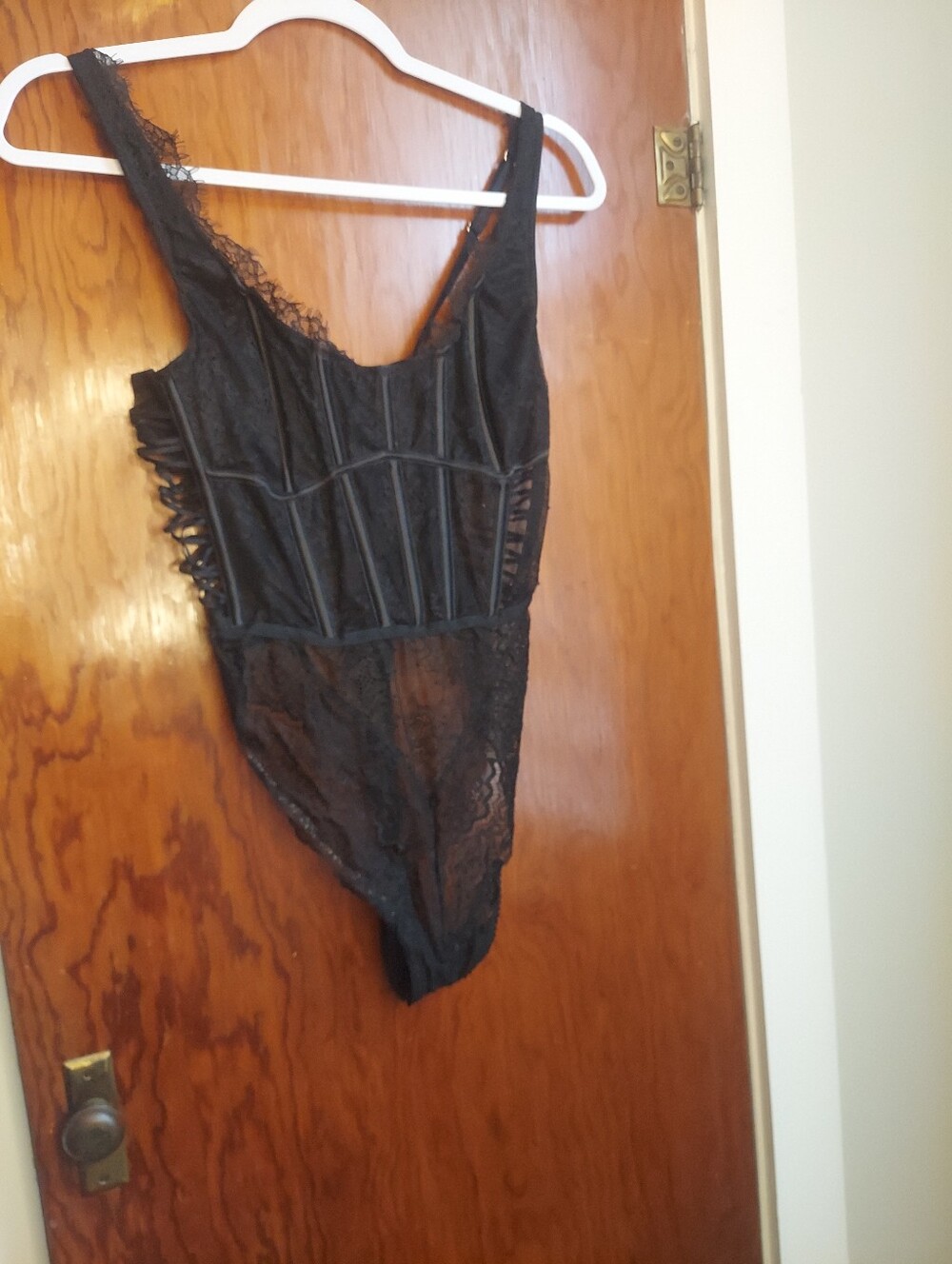 Victoria's Secret Black Lace Corset-Style Bodysuit